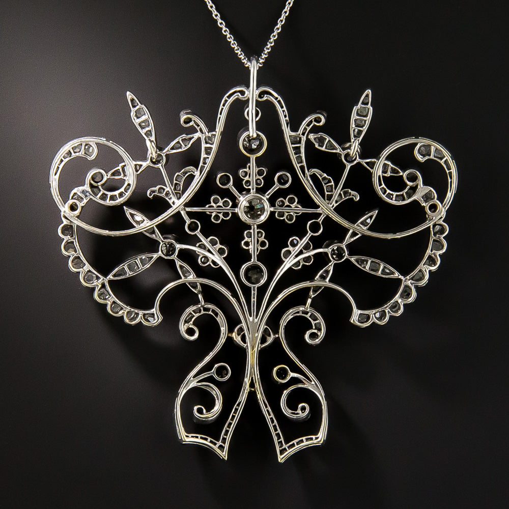 Large Late Victorian/Edwardian Diamond Pendant Necklace - 9