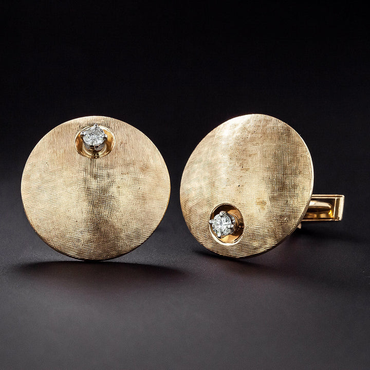 Large Mid-Century Cufflinks with Diamonds