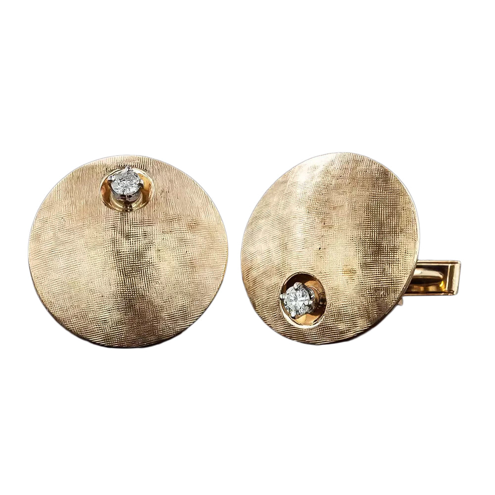 Large Mid-Century Cufflinks with Diamonds - 3