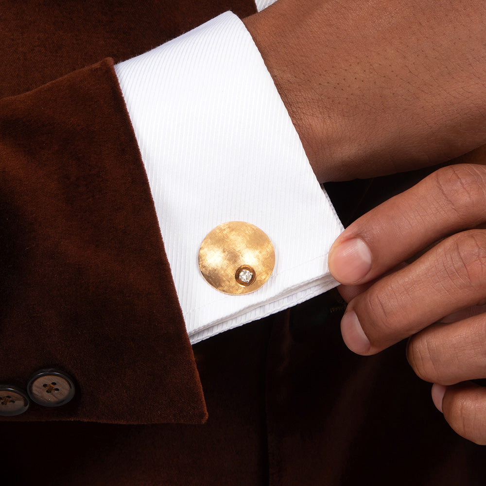 Large Mid-Century Cufflinks with Diamonds - 4