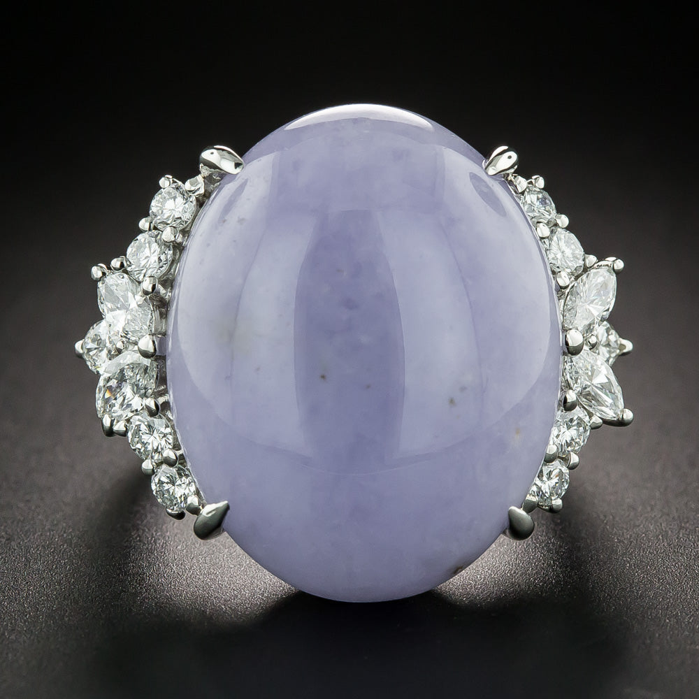 Large Natural Lavender Jade Cocktail Ring - 2