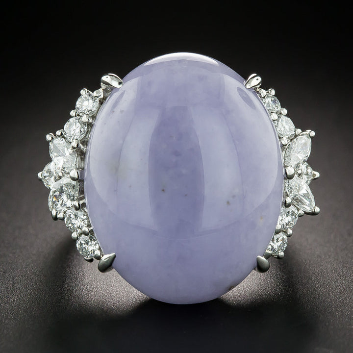 Large Natural Lavender Jade Cocktail Ring