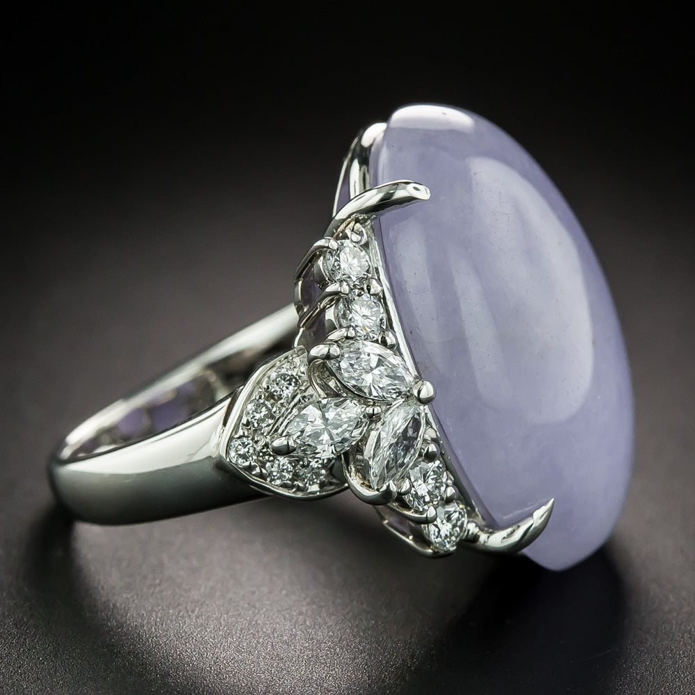 Large Natural Lavender Jade Cocktail Ring - 3