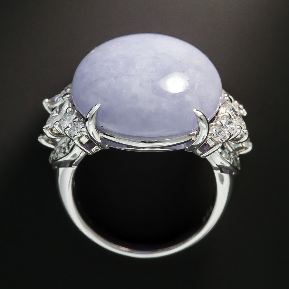 Large Natural Lavender Jade Cocktail Ring - 4