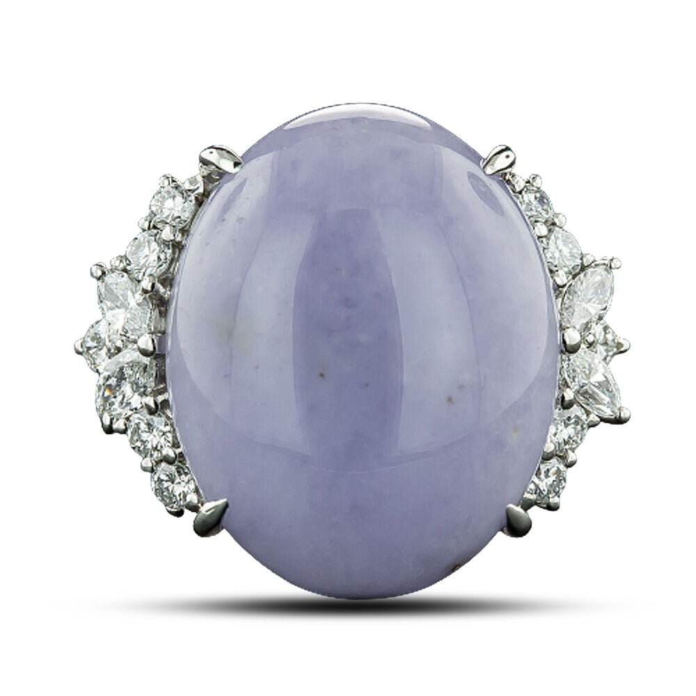 Large Natural Lavender Jade Cocktail Ring - 5