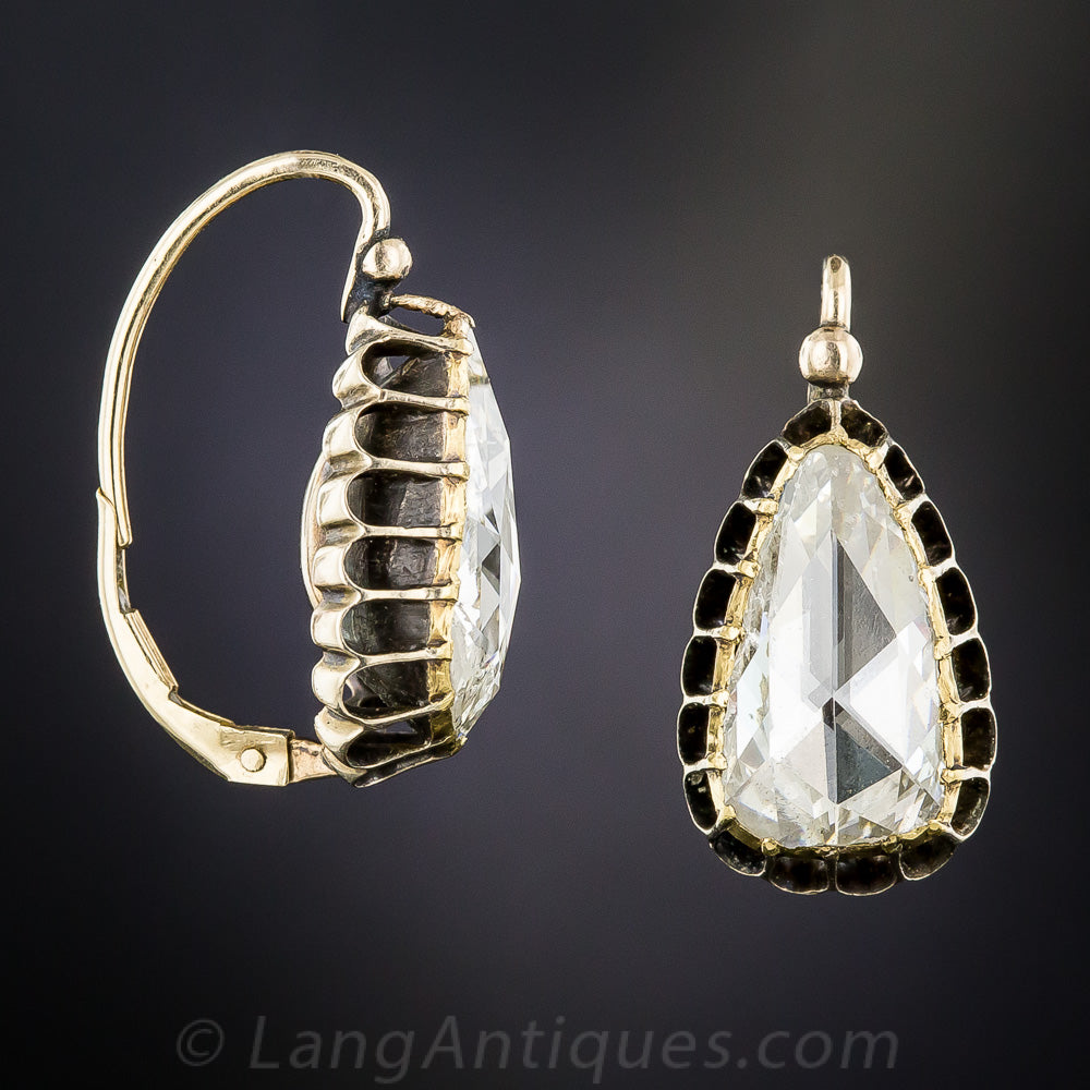 Large Pear-Shaped Rose-Cut Earrings - 2