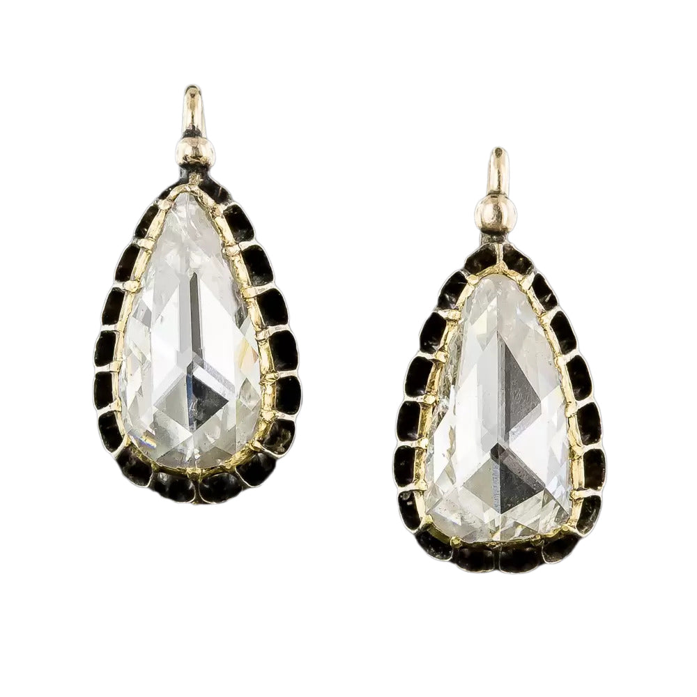 Large Pear-Shaped Rose-Cut Earrings - 3