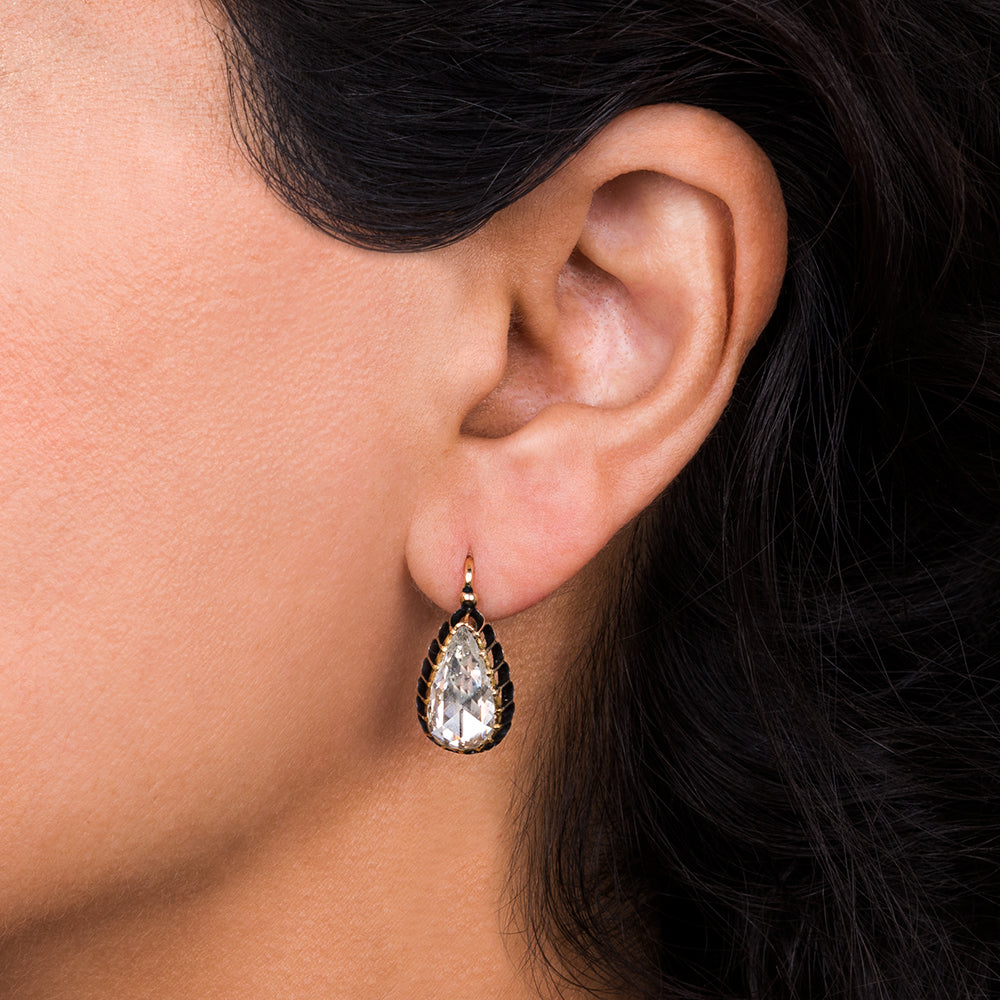 Large Pear-Shaped Rose-Cut Earrings - 4