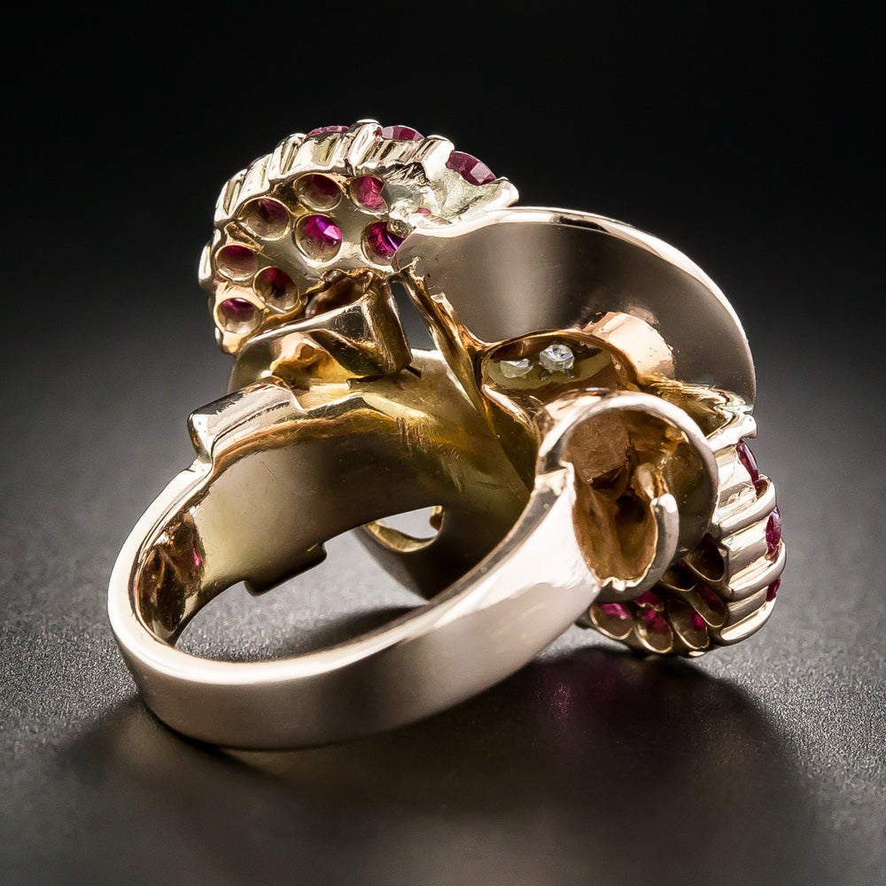 Large Retro Swirls Ruby and Diamond Ring - 9