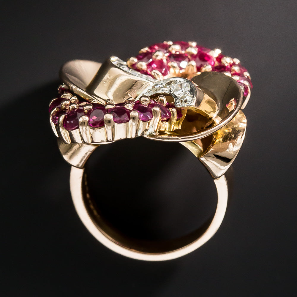 Large Retro Swirls Ruby and Diamond Ring - 10