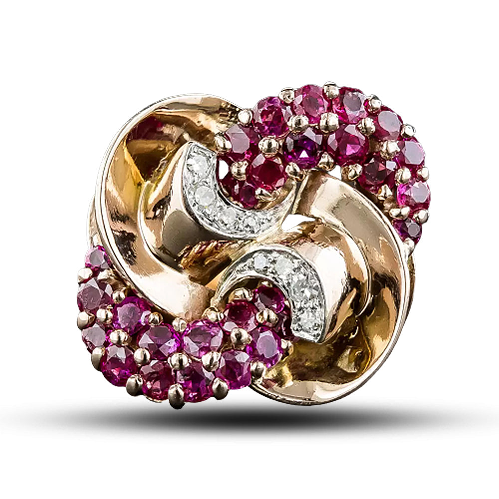 Large Retro Swirls Ruby and Diamond Ring - 6
