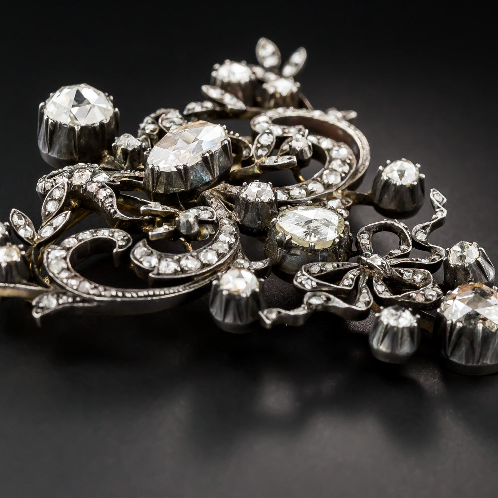 Large Scale Rose-Cut Diamond Brooch - French Import - 11