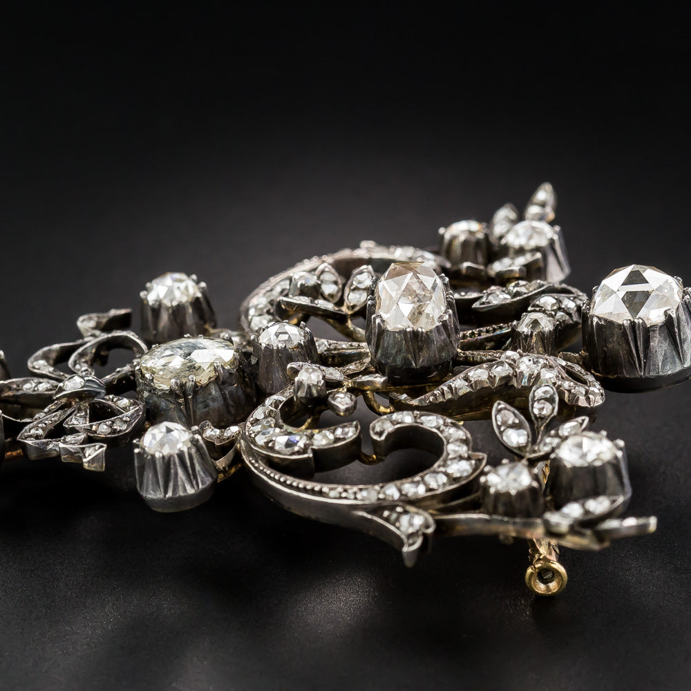 Large Scale Rose-Cut Diamond Brooch - French Import - 12