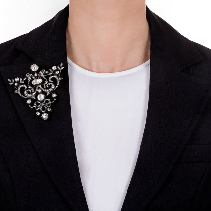 Large Scale Rose-Cut Diamond Brooch - French Import