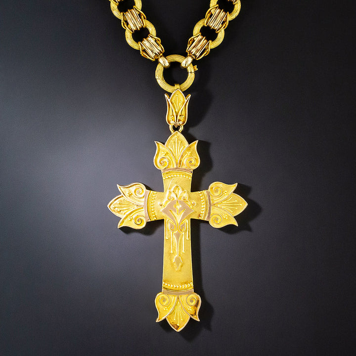 Large Victorian Cross and Chain Necklace