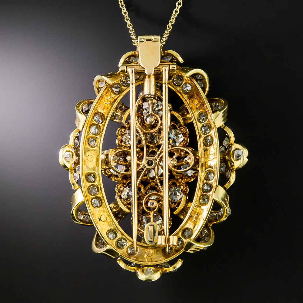 Large Victorian Diamond Brooch / Pendant - 9