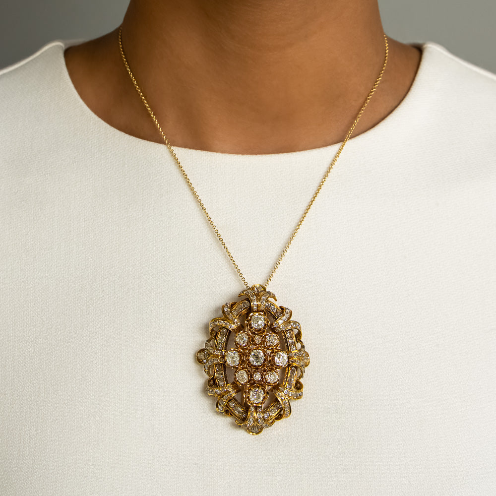 Large Victorian Diamond Brooch / Pendant - 10