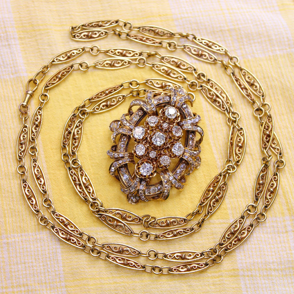 Large Victorian Diamond Brooch / Pendant - 12
