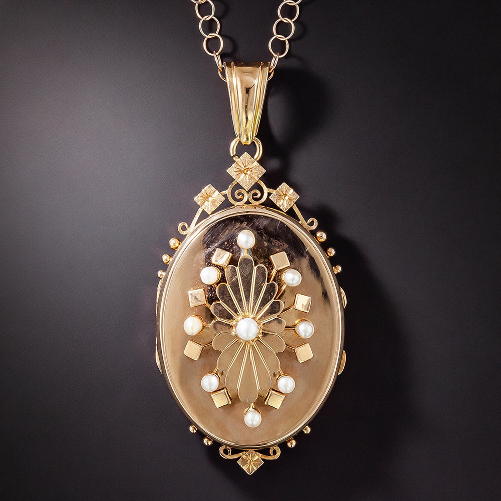 Large Victorian Pearl Locket - 2