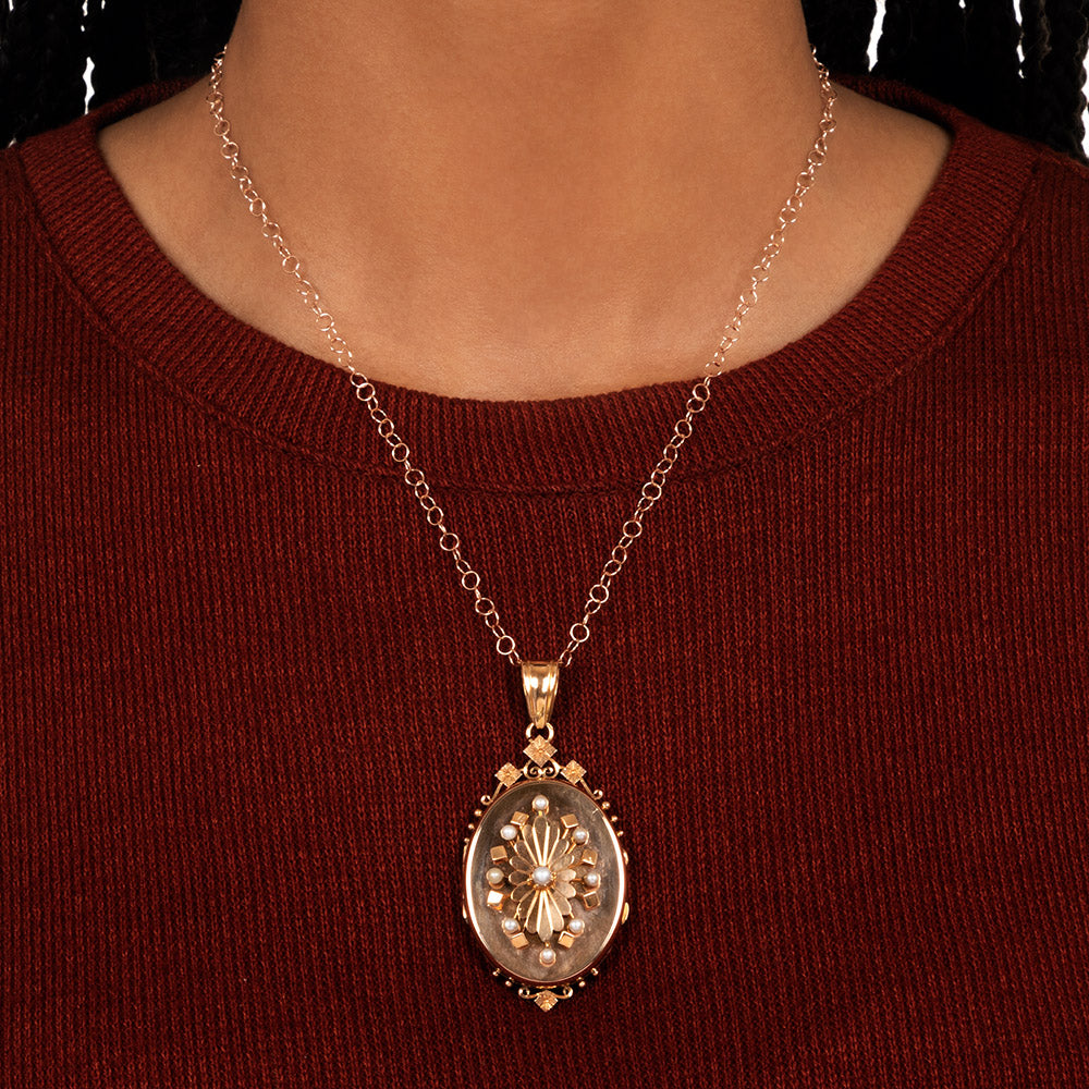 Large Victorian Pearl Locket - 6
