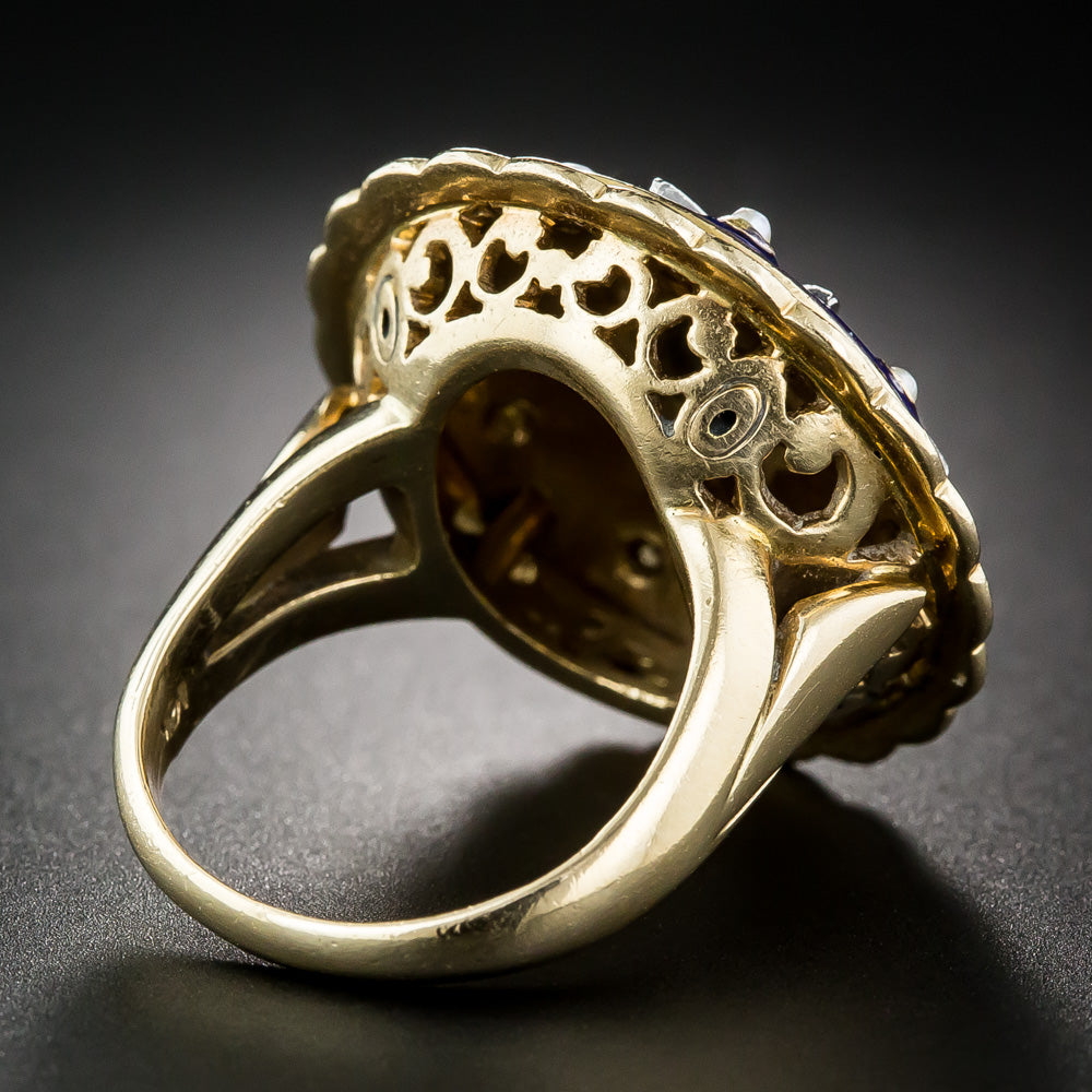 Victorian Revival Diamond and Enamel Cocktail Ring - 10