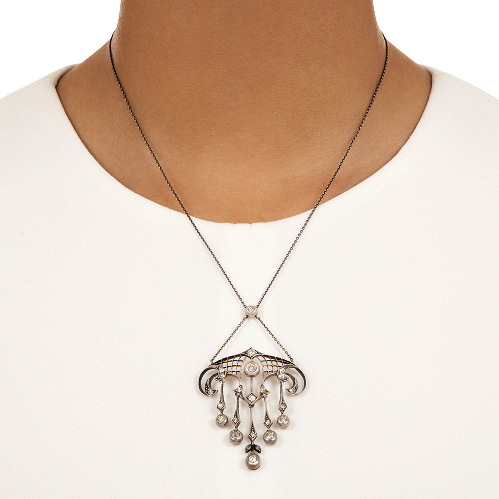 Early Art Nouveau Diamond Pendant, Austro-Hungarian - 3