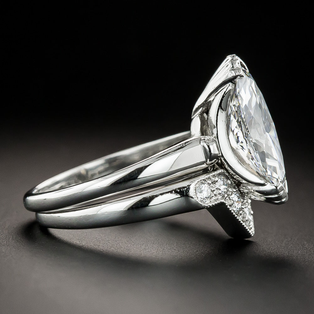 Late-Art Deco 1.83 Carat Marquise Diamond Engagement Ring Set - GIA D SI2 - 5