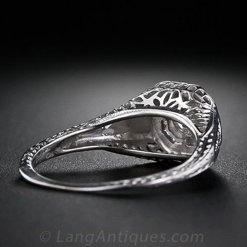 Late Art Deco .15 Carat Filigree Diamond Engagement Ring - 4