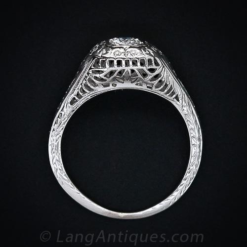 Late Art Deco .15 Carat Filigree Diamond Engagement Ring - 5