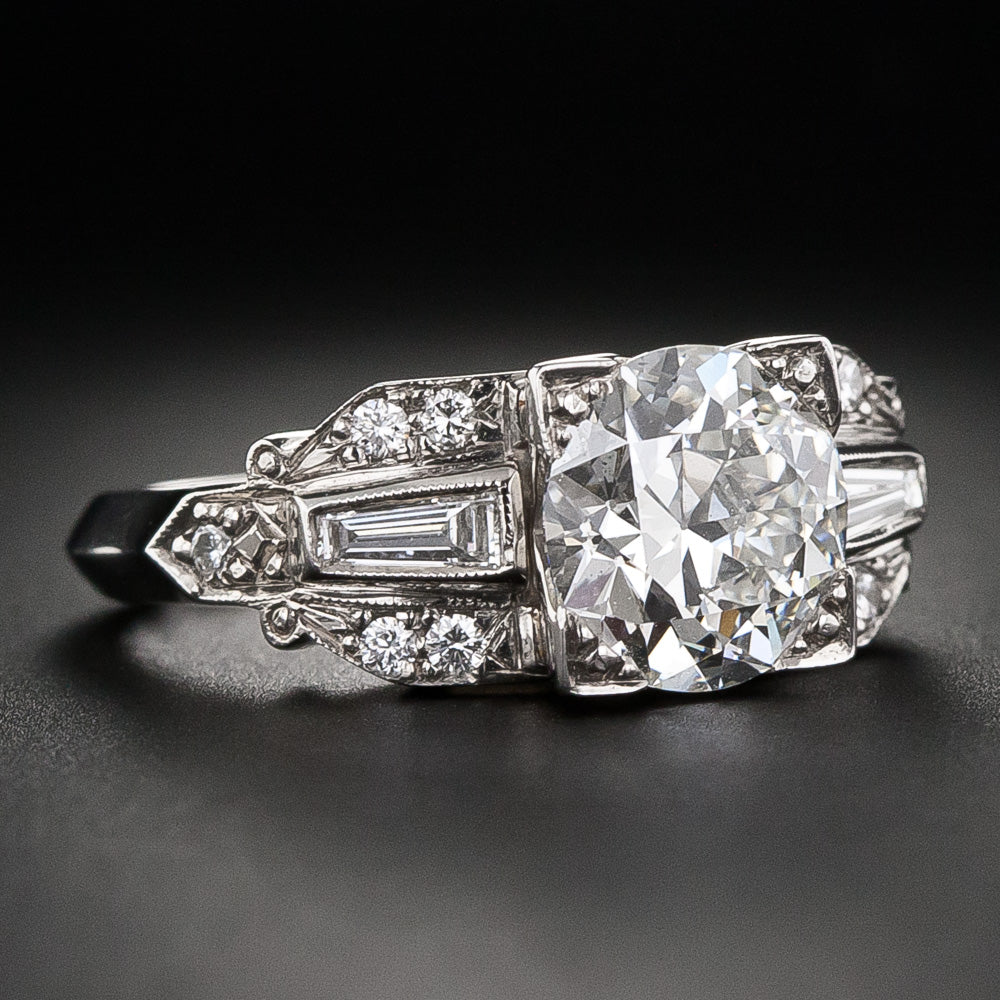 Late Art Deco 2.11 Carat Diamond Platinum Engagement Ring - GIA H VS1 - 6