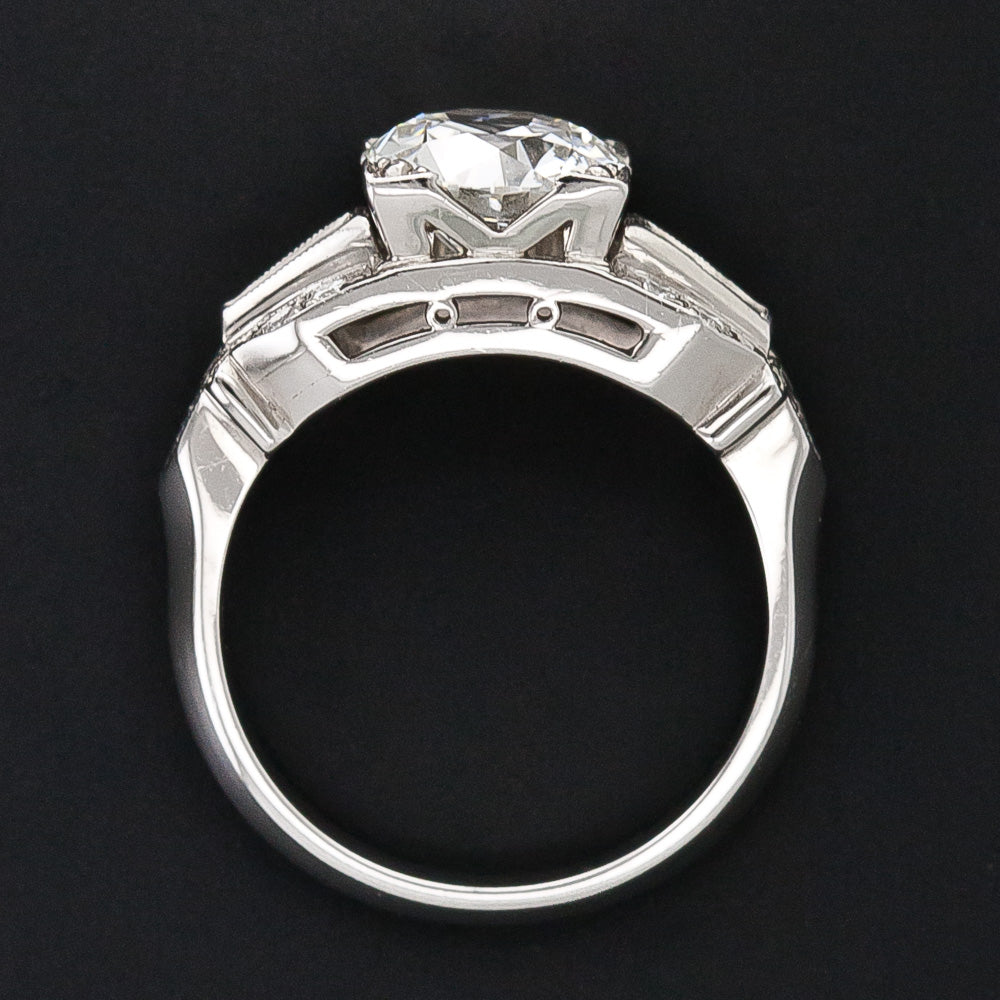 Late Art Deco 2.11 Carat Diamond Platinum Engagement Ring - GIA H VS1 - 8