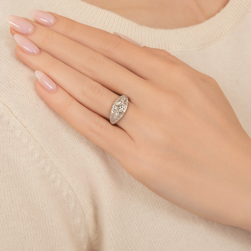 Late-Art Deco .47 Carat Diamond Engagement Ring - 5