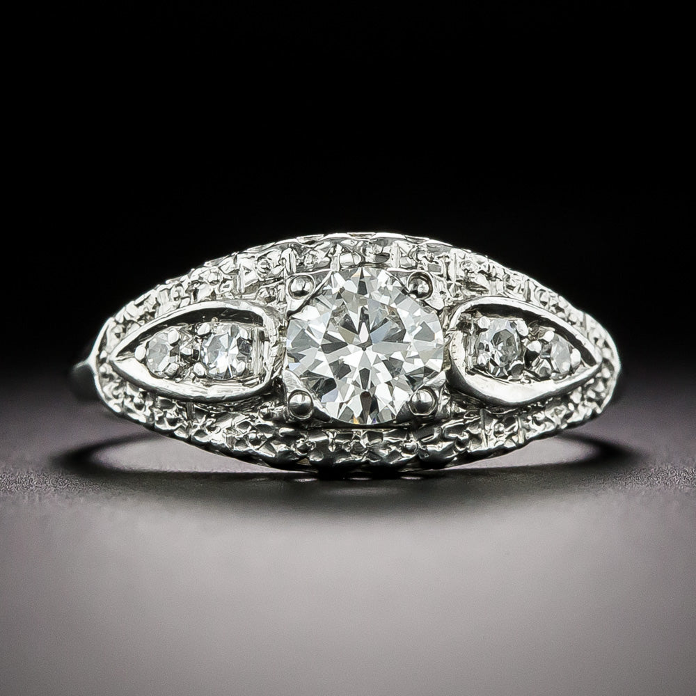 Late-Art Deco .47 Carat Diamond Engagement Ring - 2