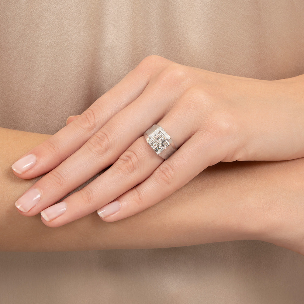 Late-Art Deco Architectural Diamond Ring - 7