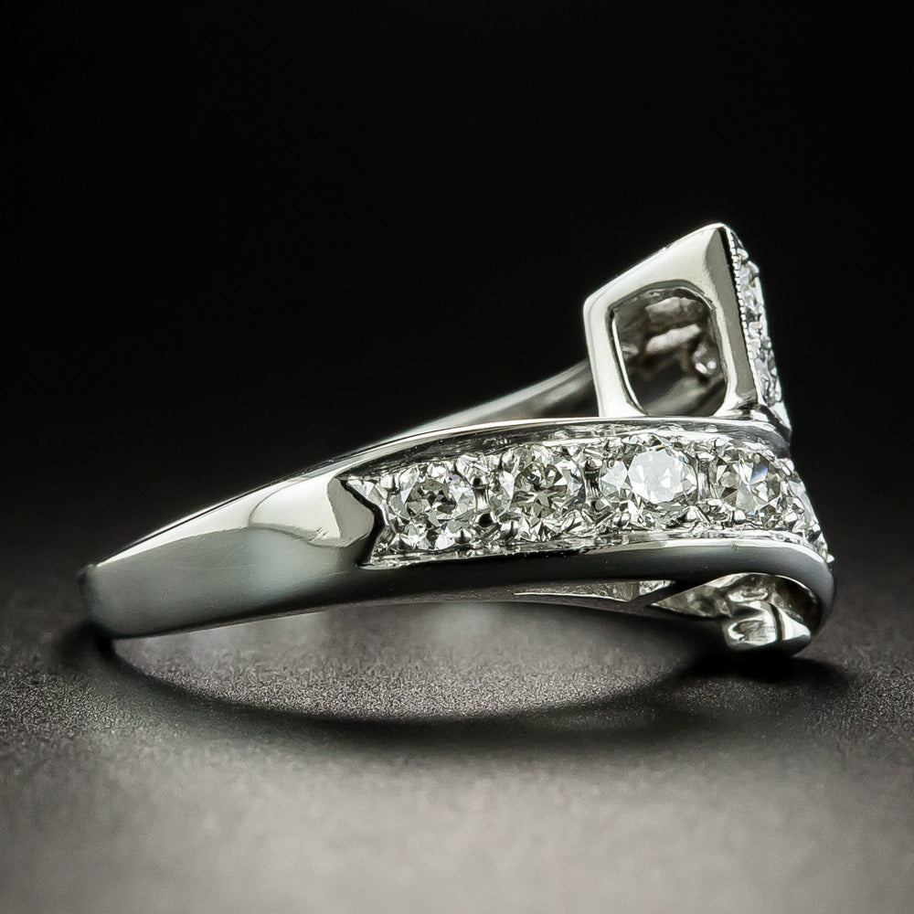 Late Art Deco Diamond Bypass Ring - 2