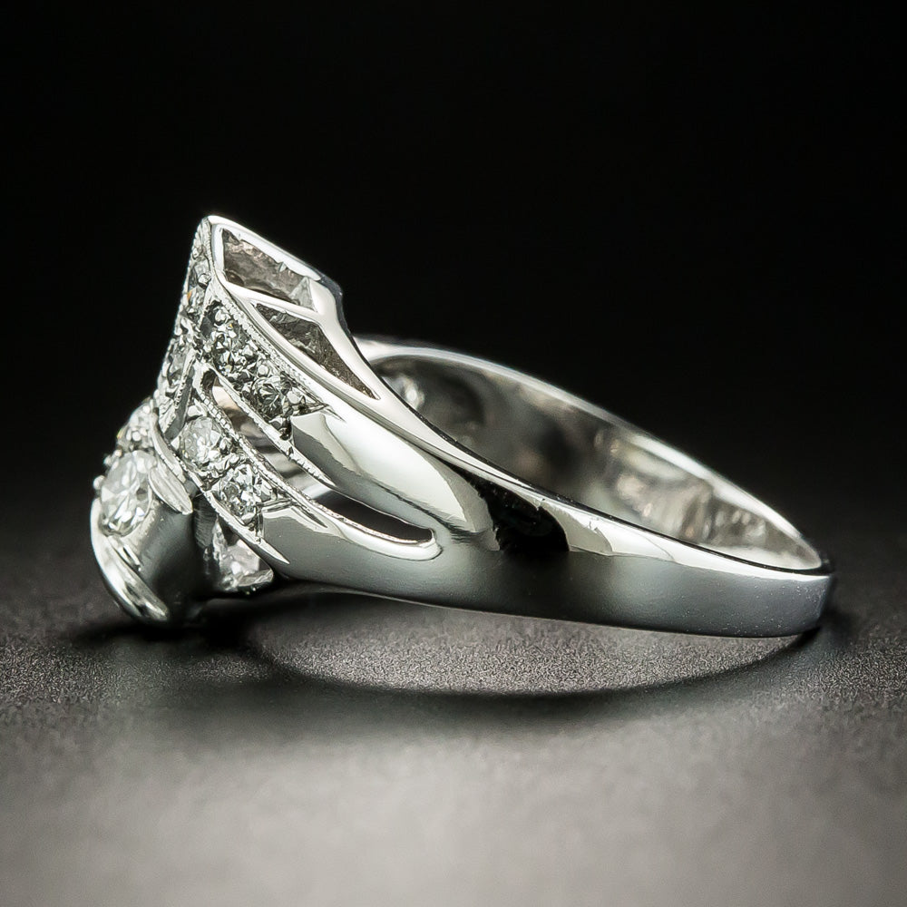 Late Art Deco Diamond Bypass Ring - 3