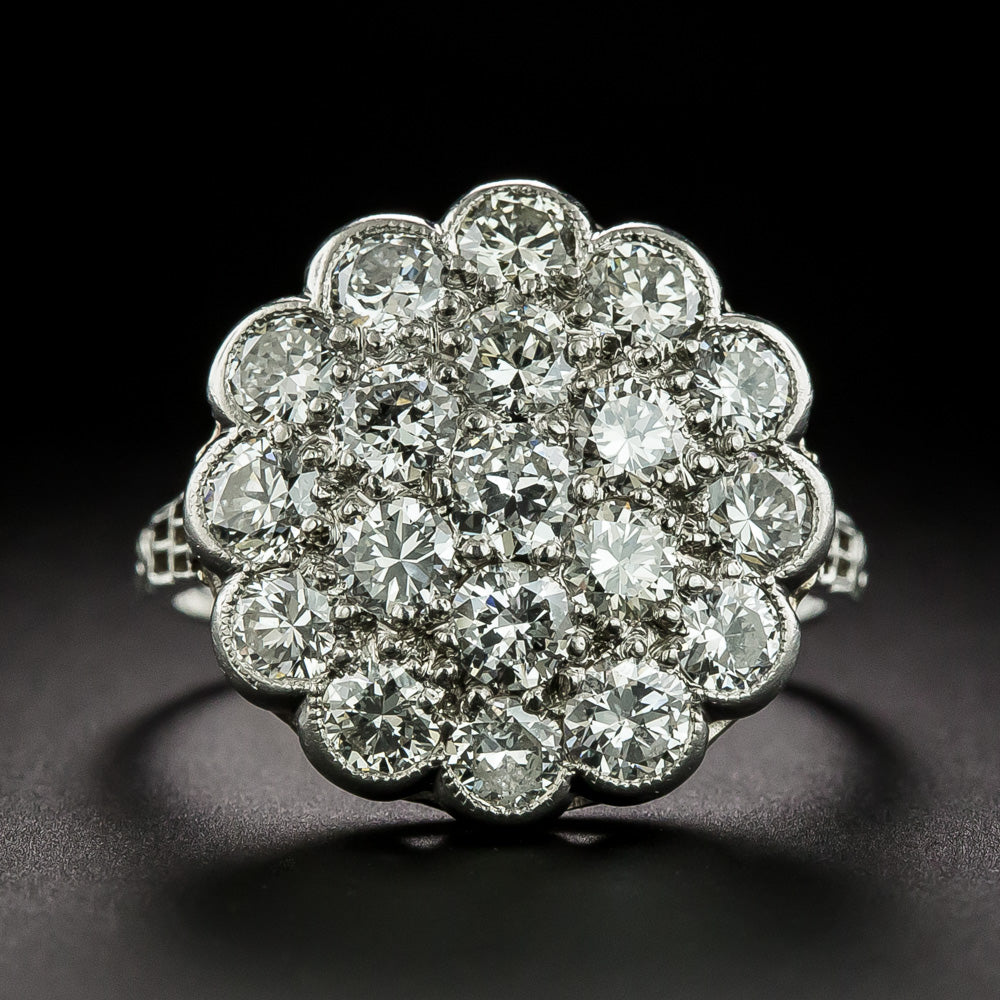 Late-Art Deco Diamond Cluster Ring  - 3