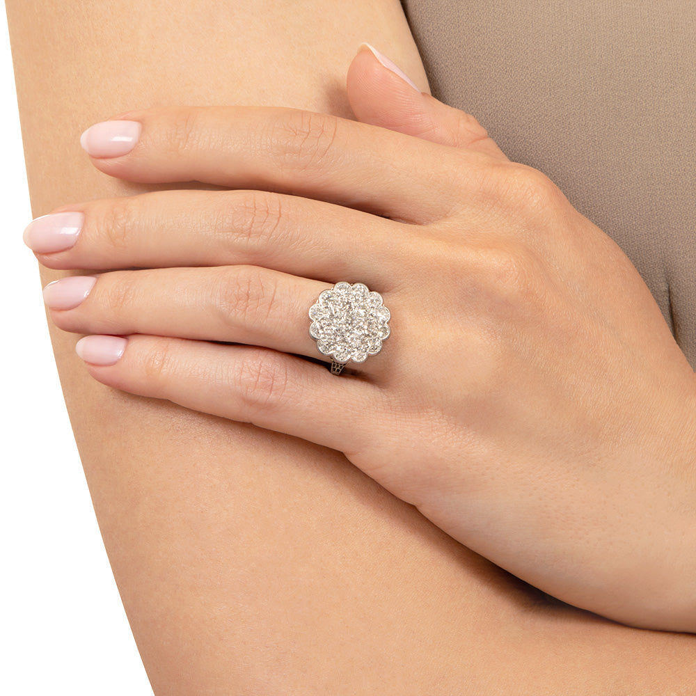 Late-Art Deco Diamond Cluster Ring  - 6