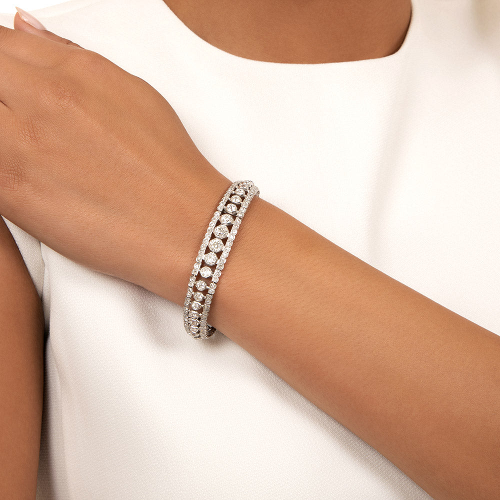 Late-Art Deco Diamond Honeycomb Bracelet - 3
