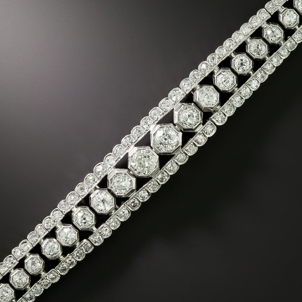 Late-Art Deco Diamond Honeycomb Bracelet - 2