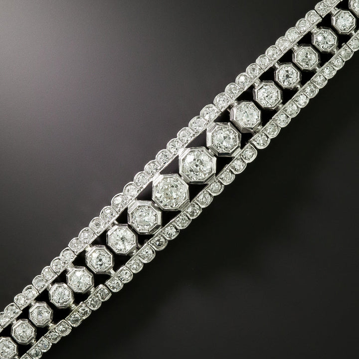 Late-Art Deco Diamond Honeycomb Bracelet