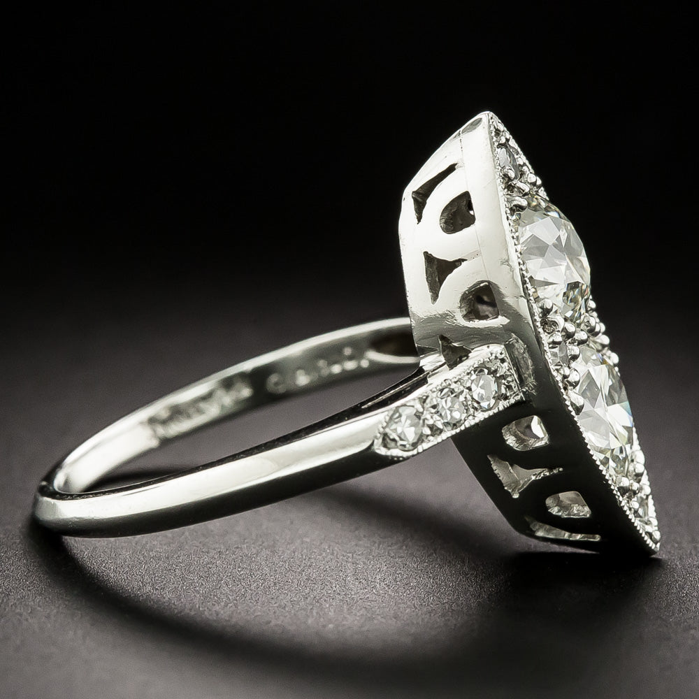 Late Art Deco Navette Diamond Ring - 4