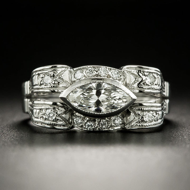 Late Art Deco/Retro Marquise Diamond Ring