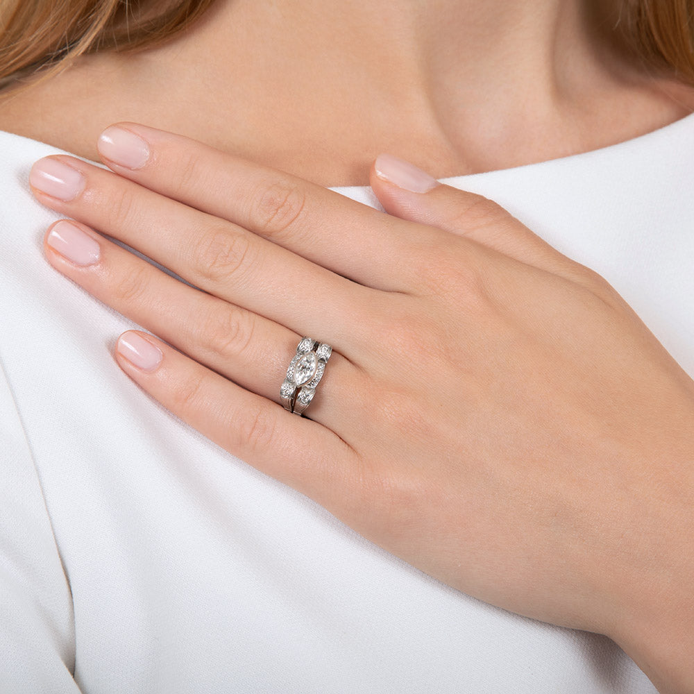 Late Art Deco/Retro Marquise Diamond Ring - 5