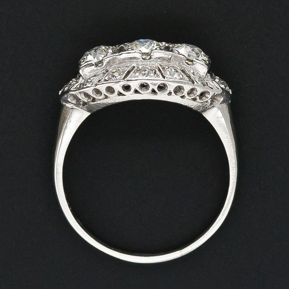 Late-Art Deco Three-Stone Diamond Ring - 6