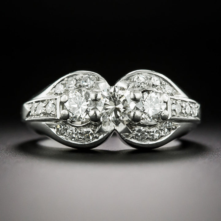 Late-Art Deco Three-Stone Diamond Ring