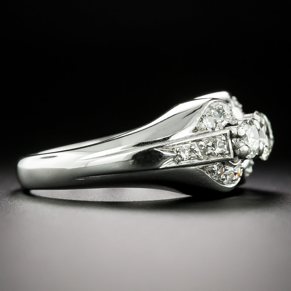 Late-Art Deco Three-Stone Diamond Ring - 6