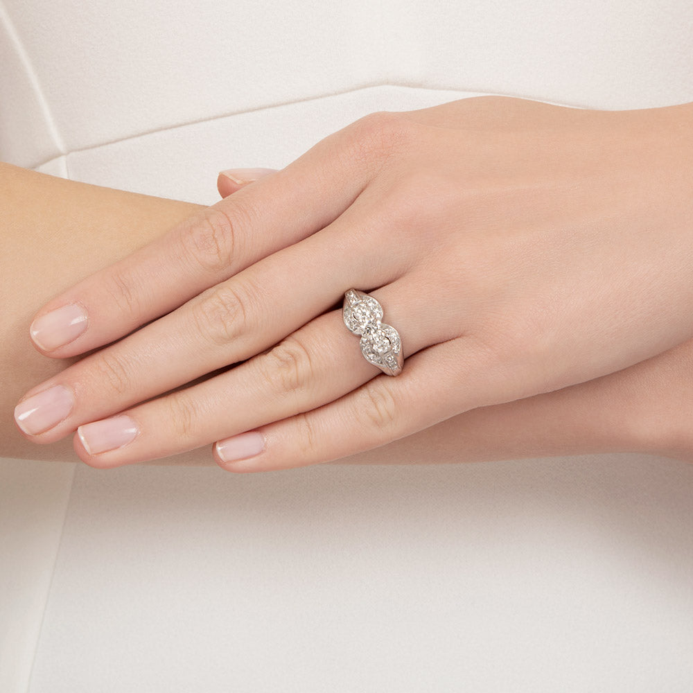 Late-Art Deco Three-Stone Diamond Ring - 11