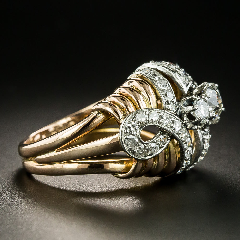 Late Art Deco Two-Tone Diamond Dome Ring - 2