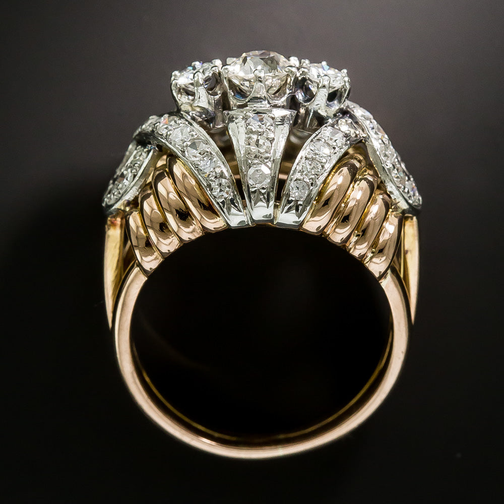Late Art Deco Two-Tone Diamond Dome Ring - 3